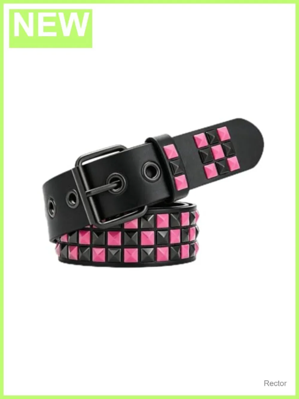 Faux Leather Punk Rock Rivet Belt with Pyramid Studs Womens Adjustable